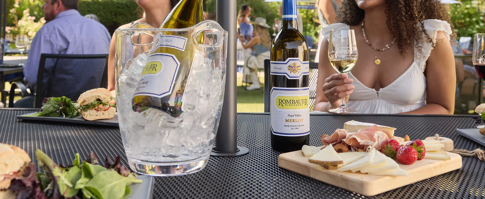 Food and Wine on table at Rombauer Sierra Foothills