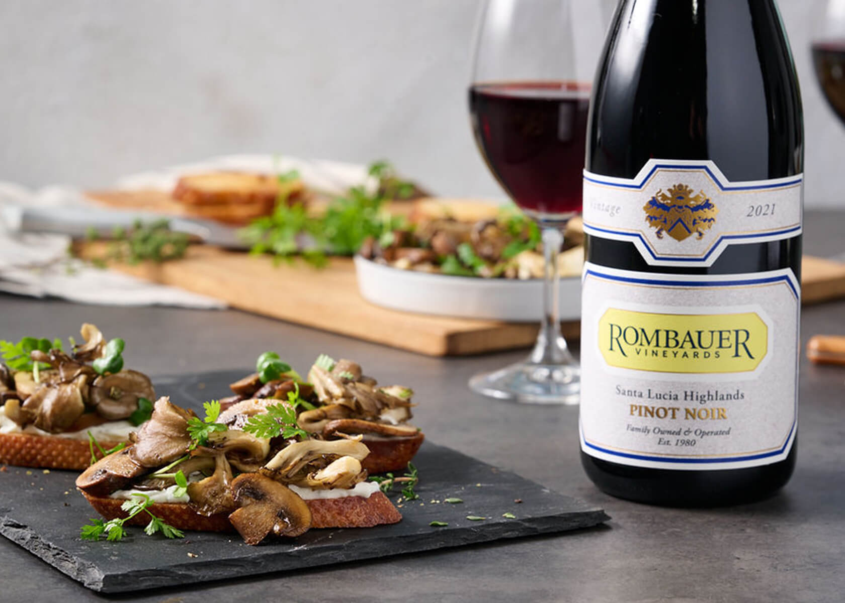Goat Cheese and Sautéed Mushroom Crostini - Rombauer Vineyards