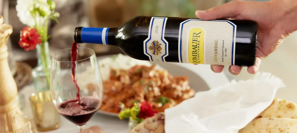 Rombauer Zinfandel poured with a meal