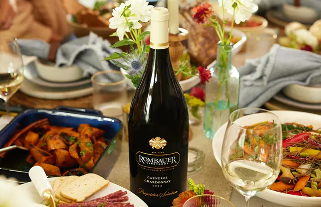 Chardonnay on Dinner table