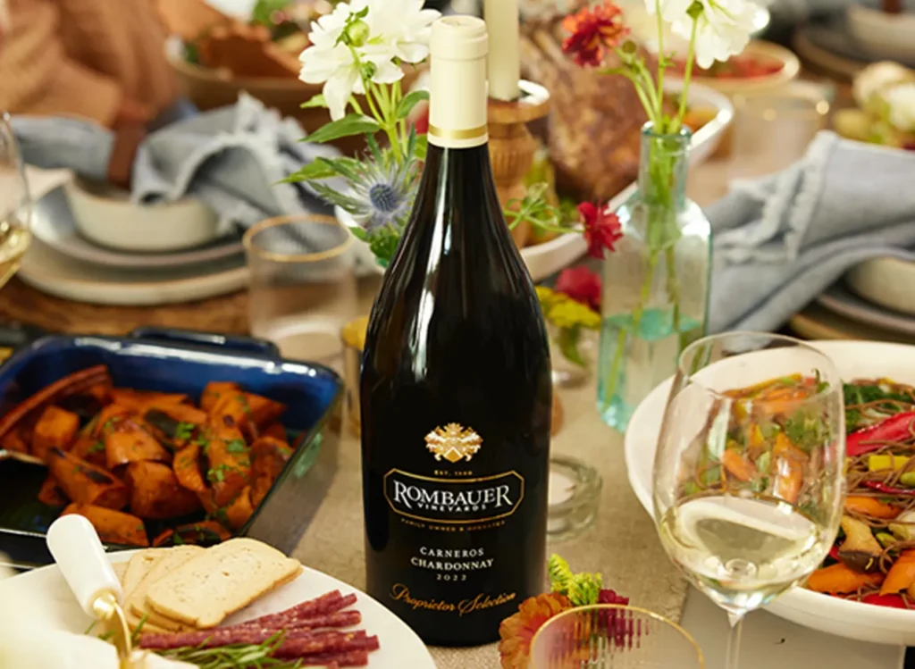 Rombauer magnum wine with food