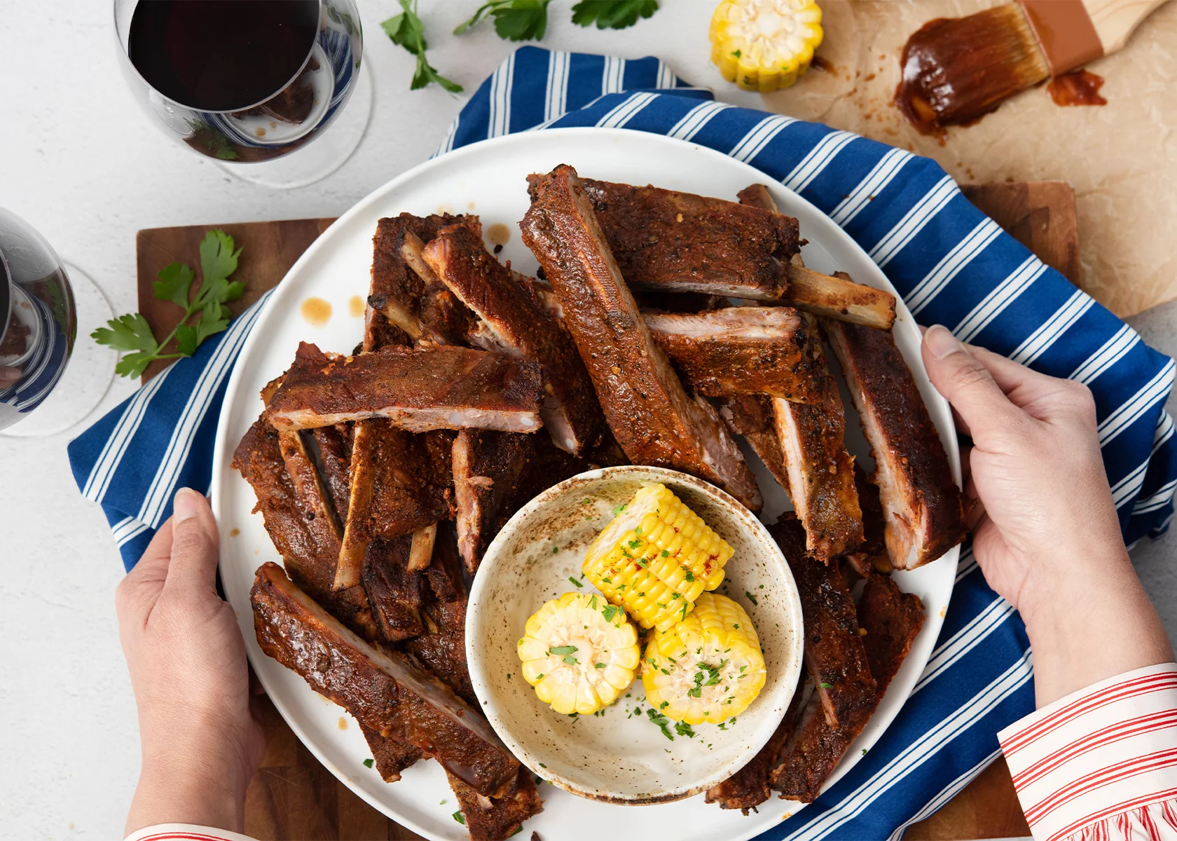 Plate of ribs and corn