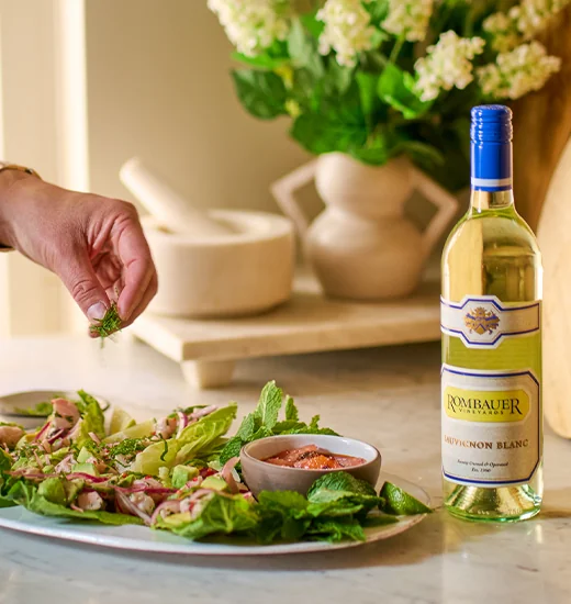 Peter Som's Mahi Mahi Larb and Rombauer Sauvignon Blanc