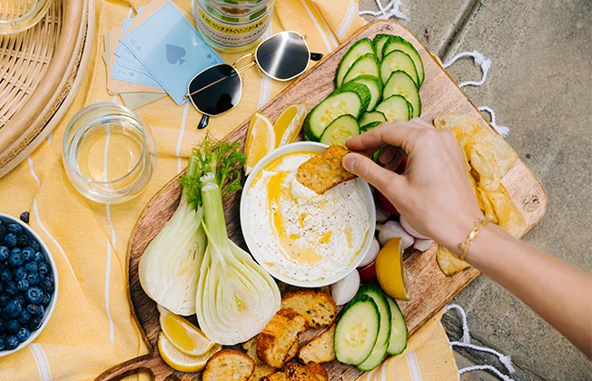 Whipped feta dip and vegetables