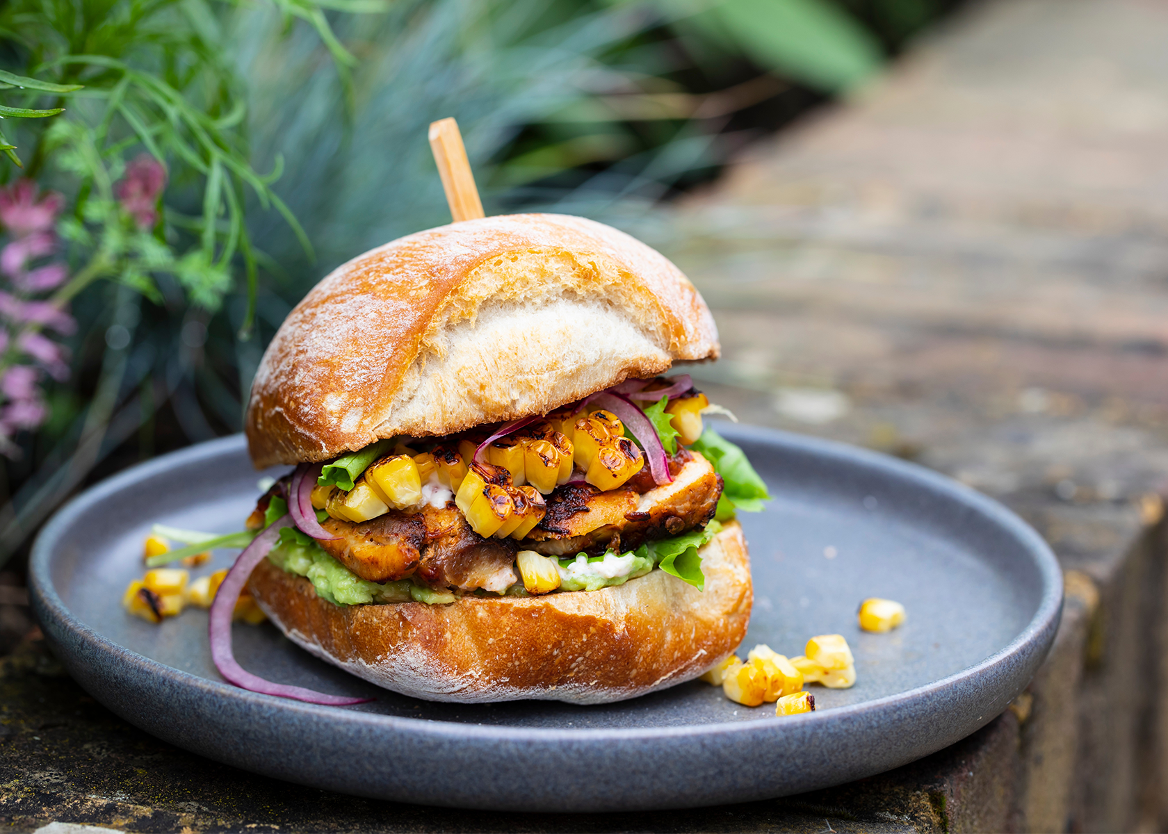 Honey Jalapeño Chicken Burger with Avocado Crema - Rombauer Vineyards