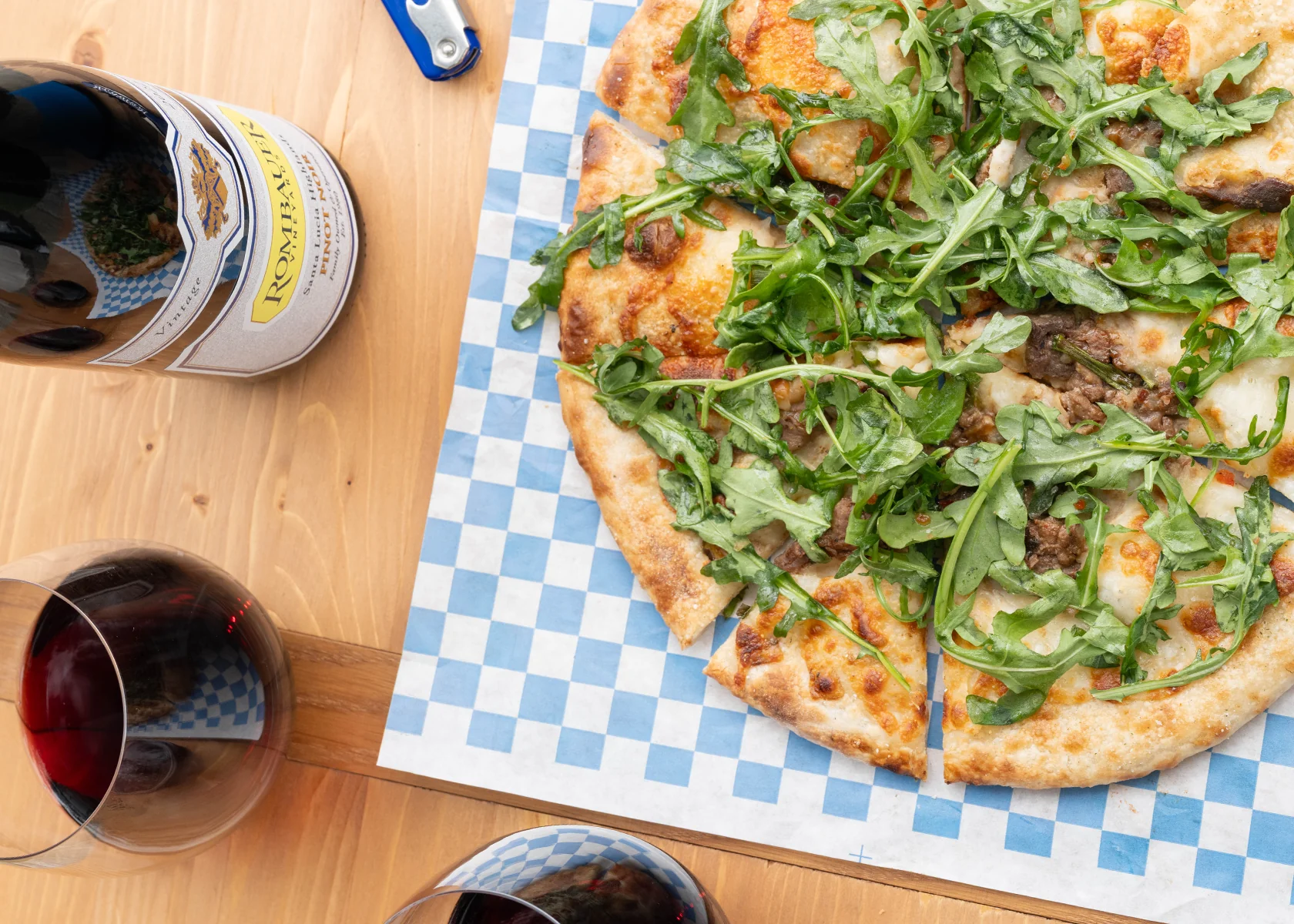 Mushroom pizza paired with Pinot Noir