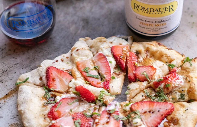 Strawberry Mascarpone Pizza paired with Rombauer Pinot Noir