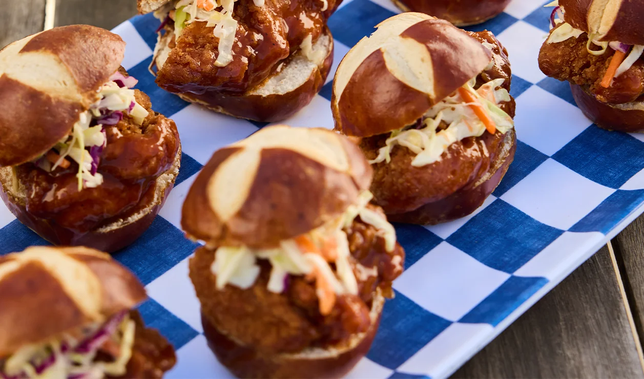 BBQ chicken sliders paired with Rombauer Chardonnay
