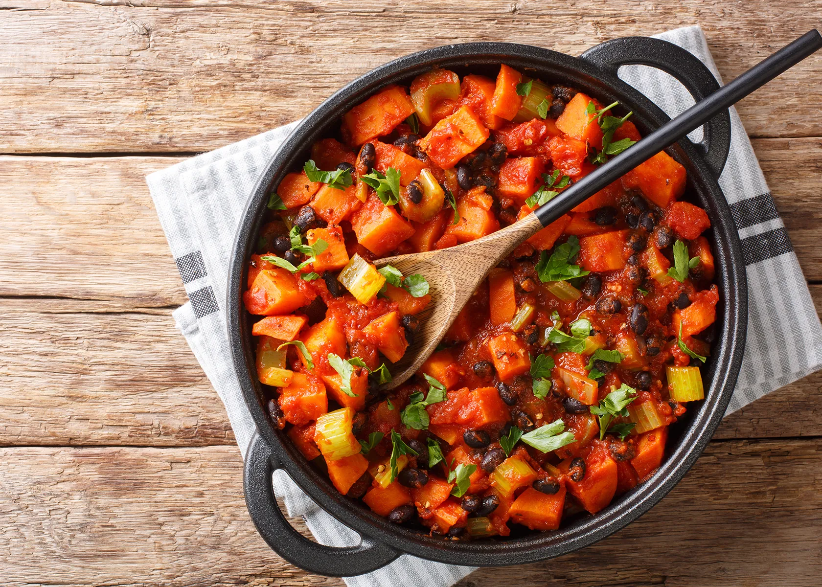 Bowl of sweet potato chili