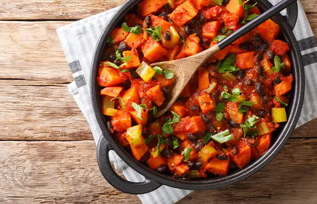 Bowl of sweet potato chili