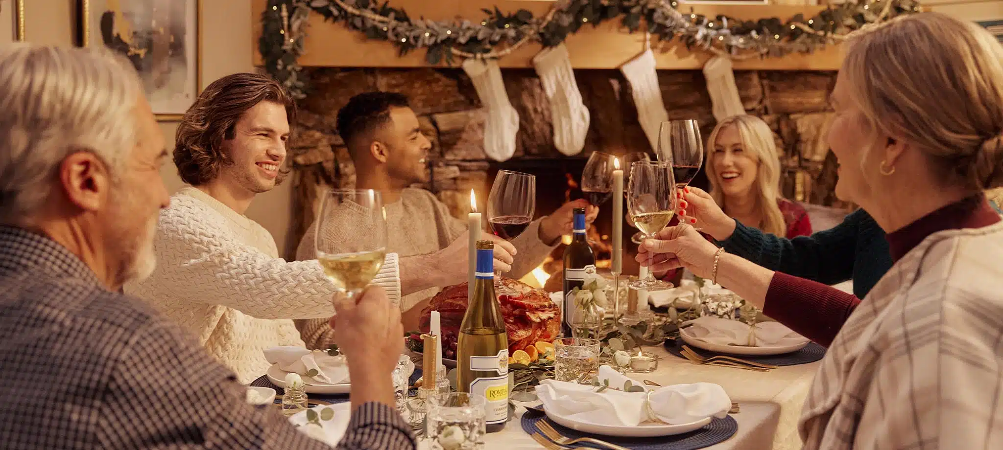 Group Cheers around Holiday Table