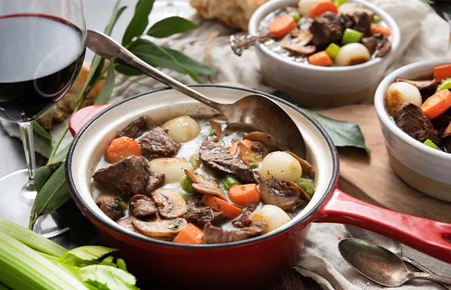 Beef stew and Rombauer Merlot