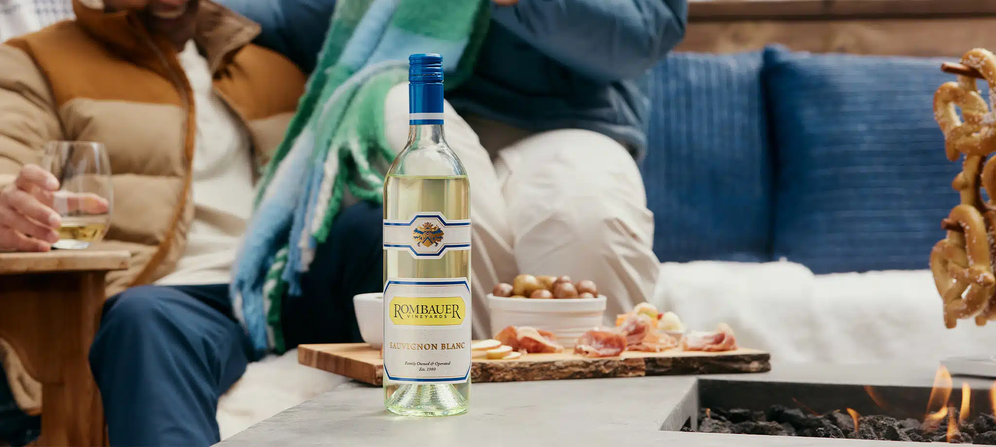 Sauvignon Blanc by a firepit