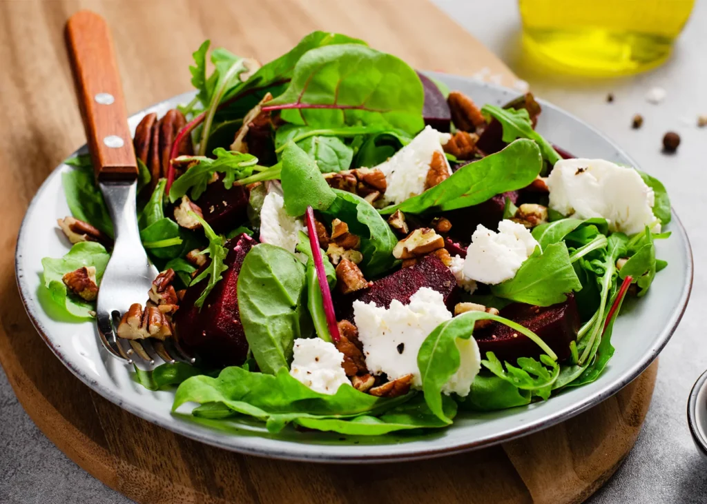 Roasted Beet and Goat Cheese Salad with Toasted Pecans Recipe.