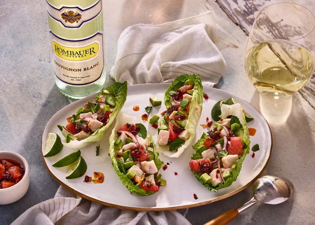 Peter Som’s Mahi Mahi Larb with Grapefruit Chili Crisp Recipe.
