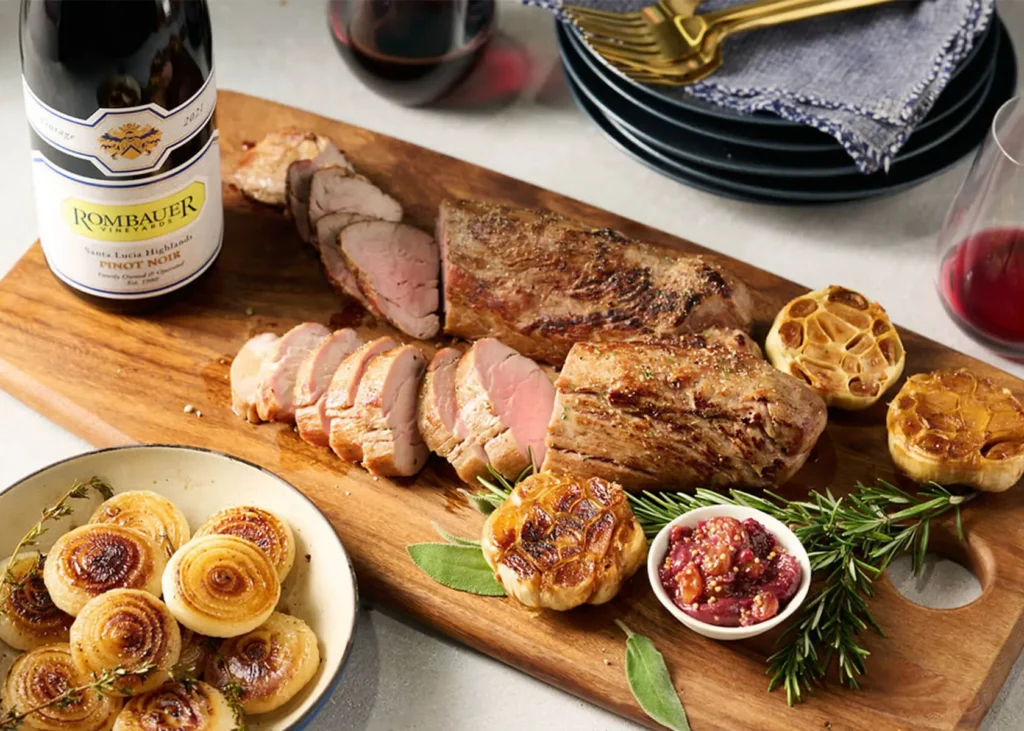 Pork Tenderloin & Cipollini with Grape and Mustard Seed Chutney Recipe.