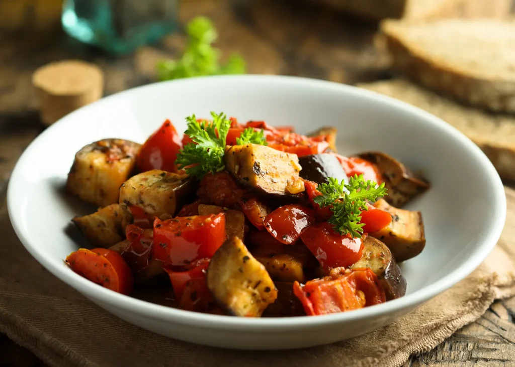 Roasted Eggplant & Tomato Ragout with Herbed Polenta Recipe